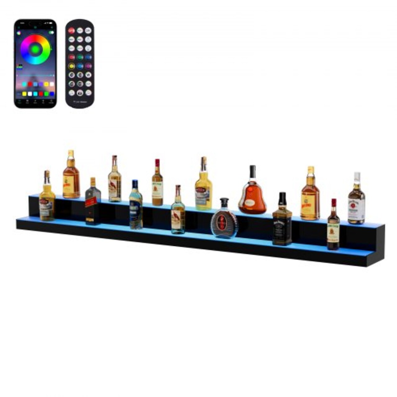 Acrylic LED Liquor Bottle Shelf with Remote App Control, Multi-Color Lights